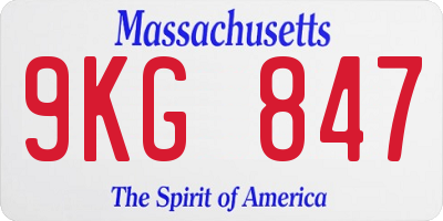 MA license plate 9KG847