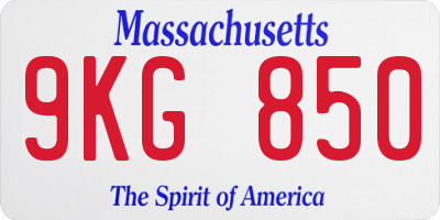 MA license plate 9KG850