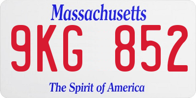 MA license plate 9KG852