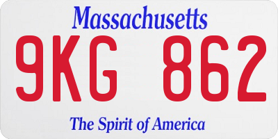 MA license plate 9KG862