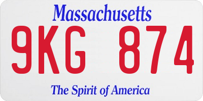 MA license plate 9KG874