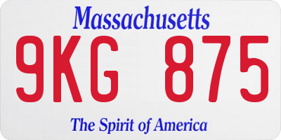 MA license plate 9KG875
