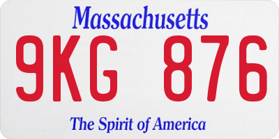MA license plate 9KG876