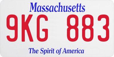 MA license plate 9KG883