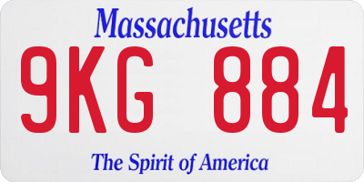 MA license plate 9KG884