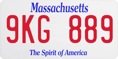MA license plate 9KG889