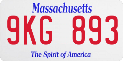 MA license plate 9KG893