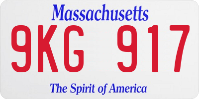 MA license plate 9KG917