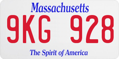 MA license plate 9KG928