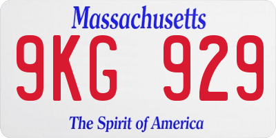 MA license plate 9KG929