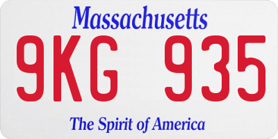 MA license plate 9KG935