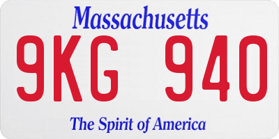 MA license plate 9KG940