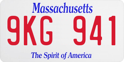 MA license plate 9KG941