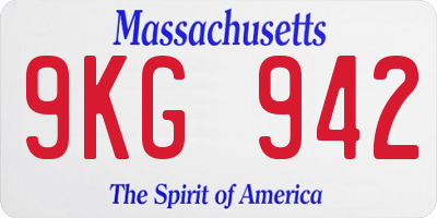 MA license plate 9KG942