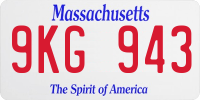MA license plate 9KG943