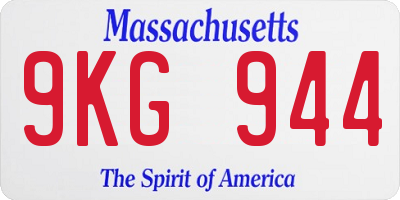 MA license plate 9KG944