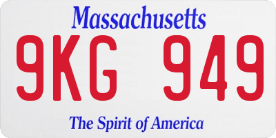 MA license plate 9KG949