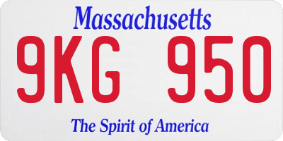 MA license plate 9KG950