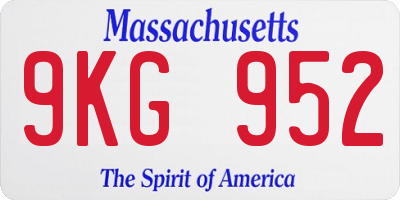 MA license plate 9KG952