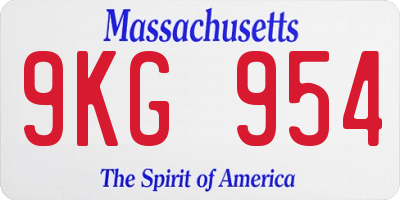 MA license plate 9KG954
