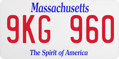 MA license plate 9KG960