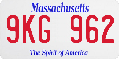 MA license plate 9KG962