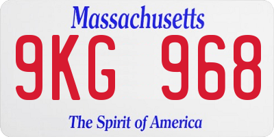 MA license plate 9KG968