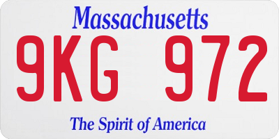 MA license plate 9KG972