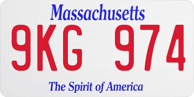 MA license plate 9KG974