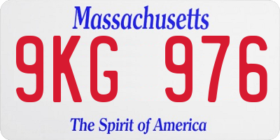 MA license plate 9KG976