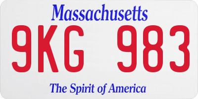 MA license plate 9KG983