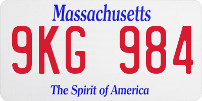 MA license plate 9KG984