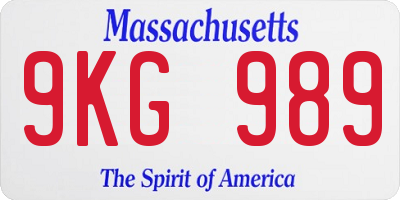 MA license plate 9KG989