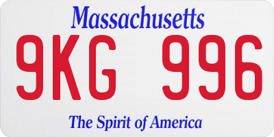 MA license plate 9KG996