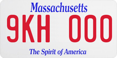 MA license plate 9KH000