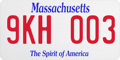 MA license plate 9KH003