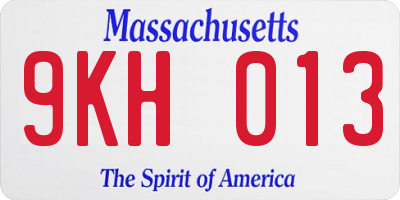 MA license plate 9KH013
