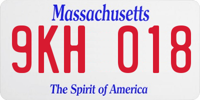 MA license plate 9KH018