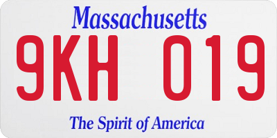 MA license plate 9KH019