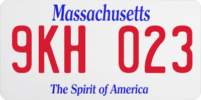 MA license plate 9KH023