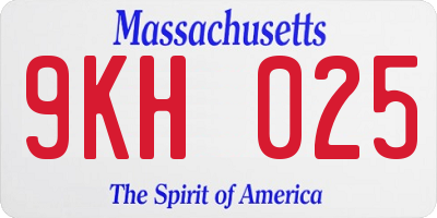 MA license plate 9KH025