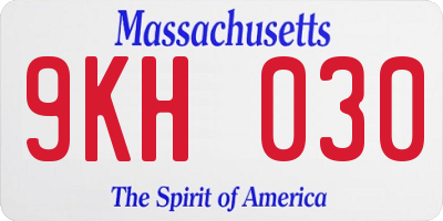MA license plate 9KH030
