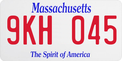 MA license plate 9KH045