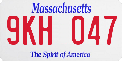 MA license plate 9KH047