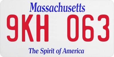 MA license plate 9KH063