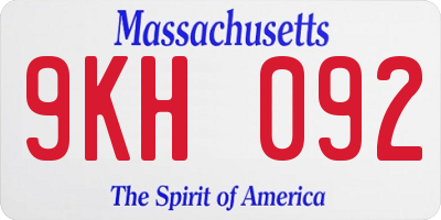 MA license plate 9KH092