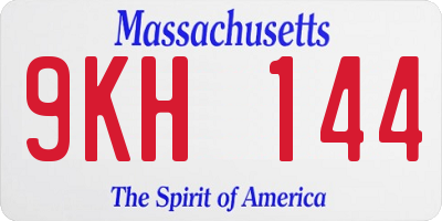 MA license plate 9KH144