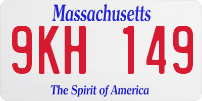 MA license plate 9KH149