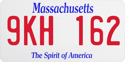 MA license plate 9KH162