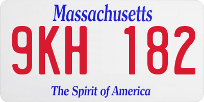 MA license plate 9KH182